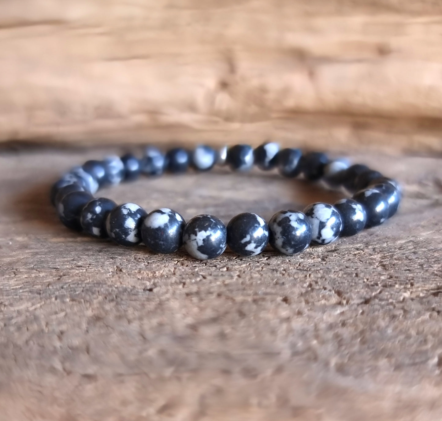 SNOWFLAKE OBSIDIAN ENERGY BRACELET 6 mm - GROUNDING