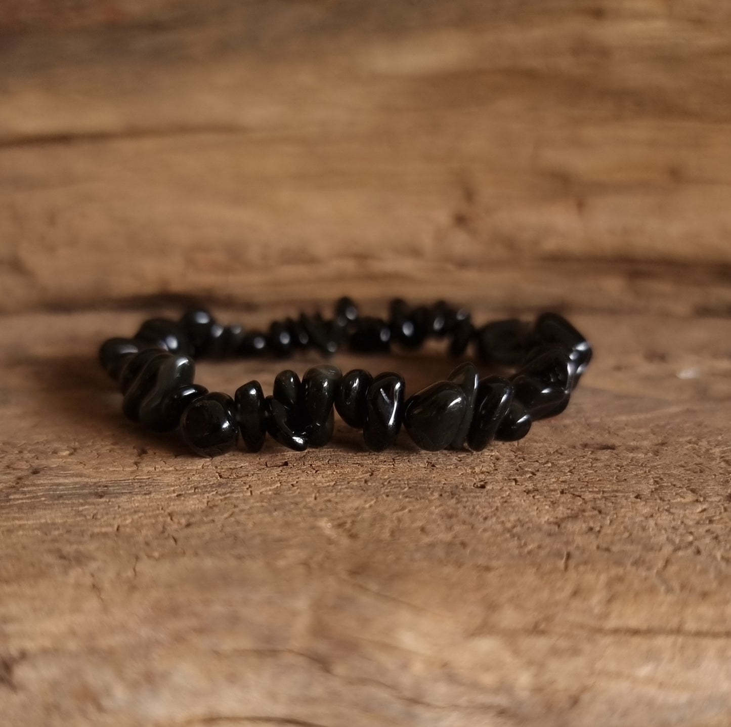 BLACK OBSIDIAN CHIPPED BRACELET - PROTECTION