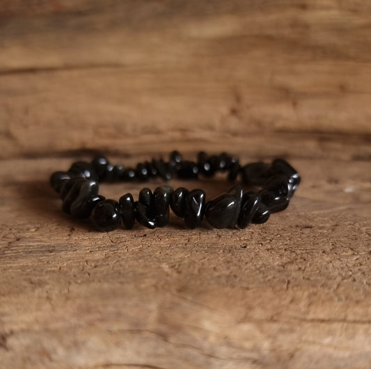 BLACK OBSIDIAN CHIPPED BRACELET - PROTECTION