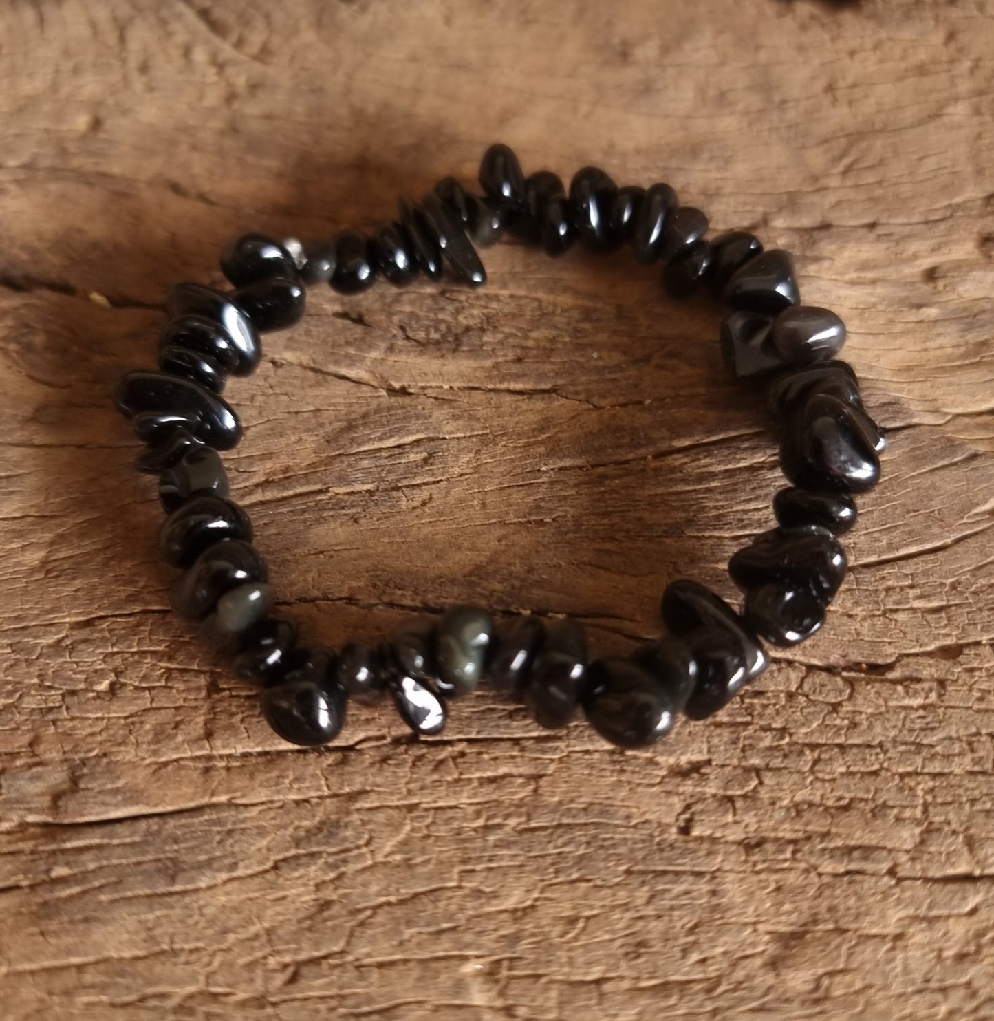 BLACK OBSIDIAN CHIPPED BRACELET - PROTECTION