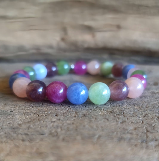 RAINBOW TOURMALINE ENERGY BRACELET 8 mm - PROSPERITY