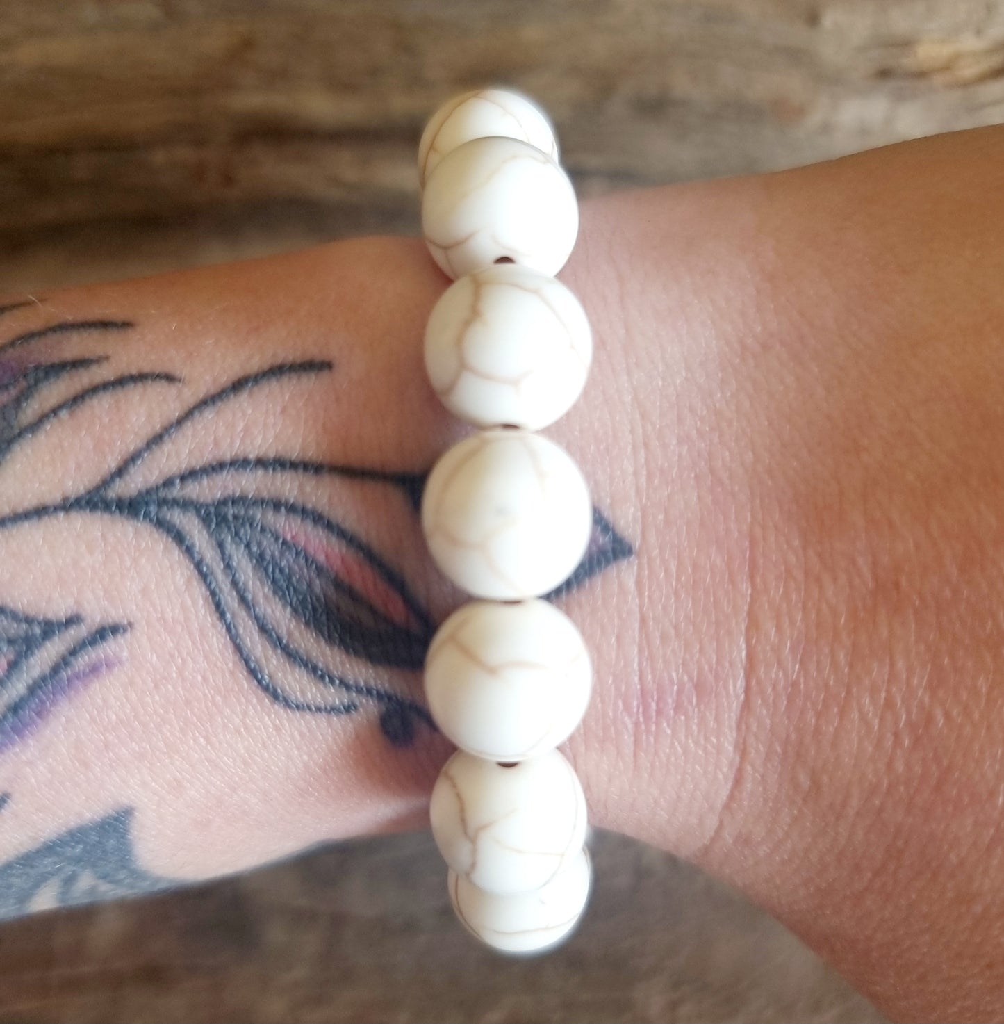 WHITE HOWLITE ENERGY BRACELET 12mm - HIGHER REALMS