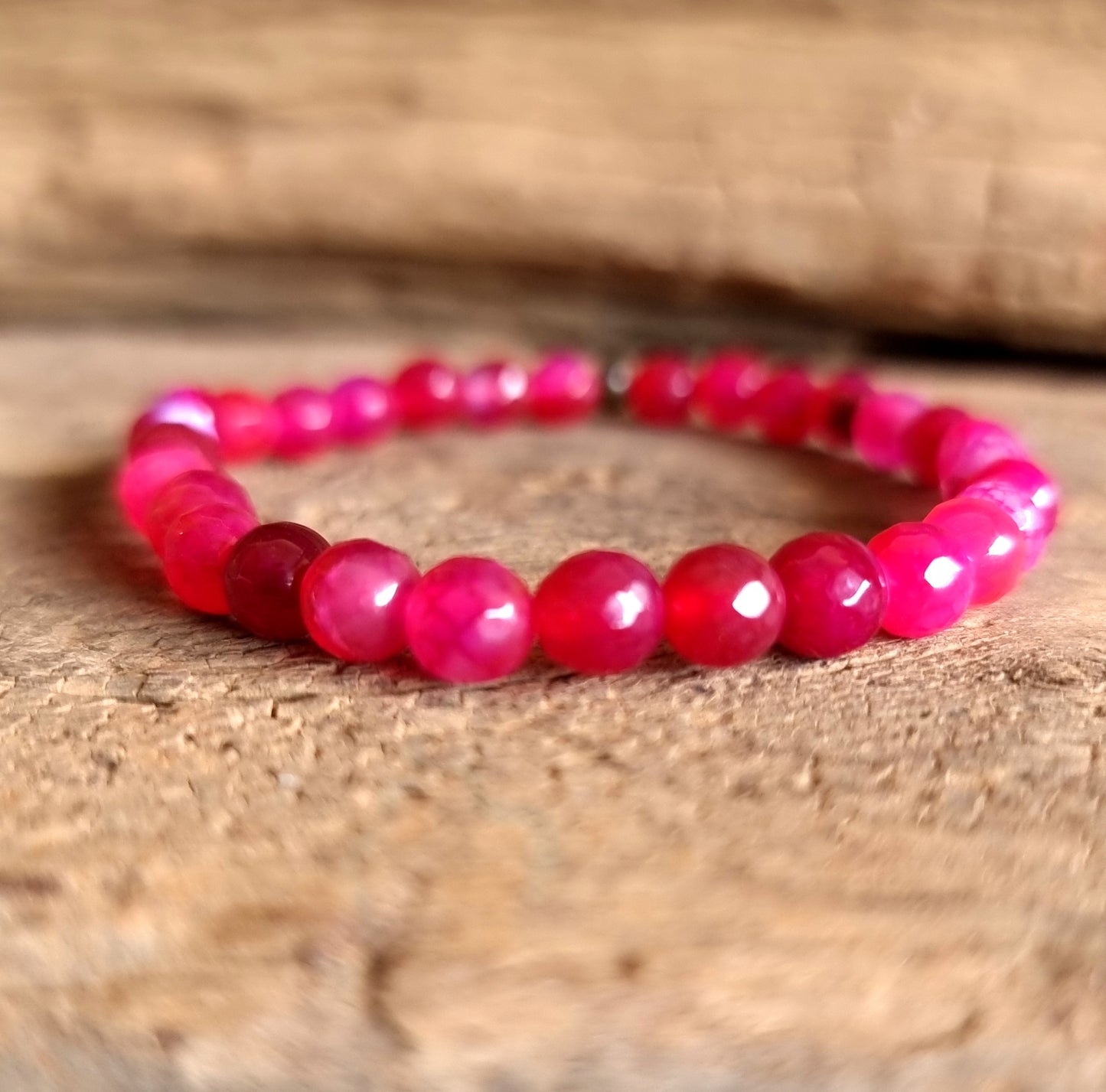 PINK AGATE FACETED BRACELET 6mm  - PROTECTION