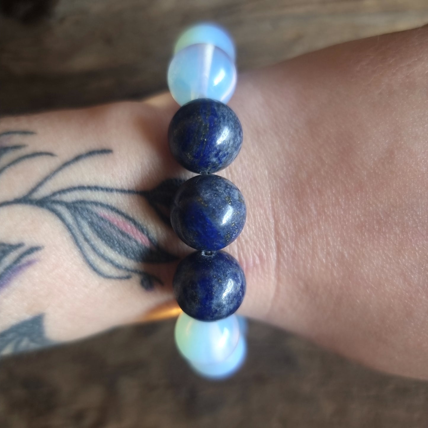 LAPIS LAZULI & OPALITE BRACELET 14mm - INTUITION