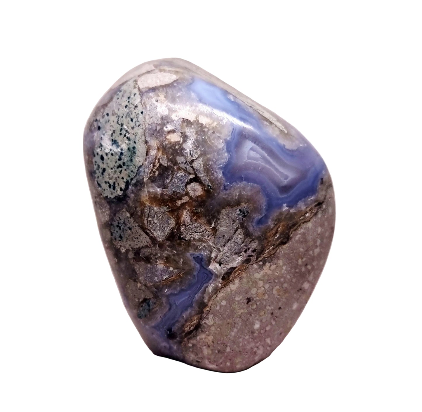 BLUE LACE AGATE POLISHED FREE FORM 1.7 kg - COMMUNICATION & COURAGE