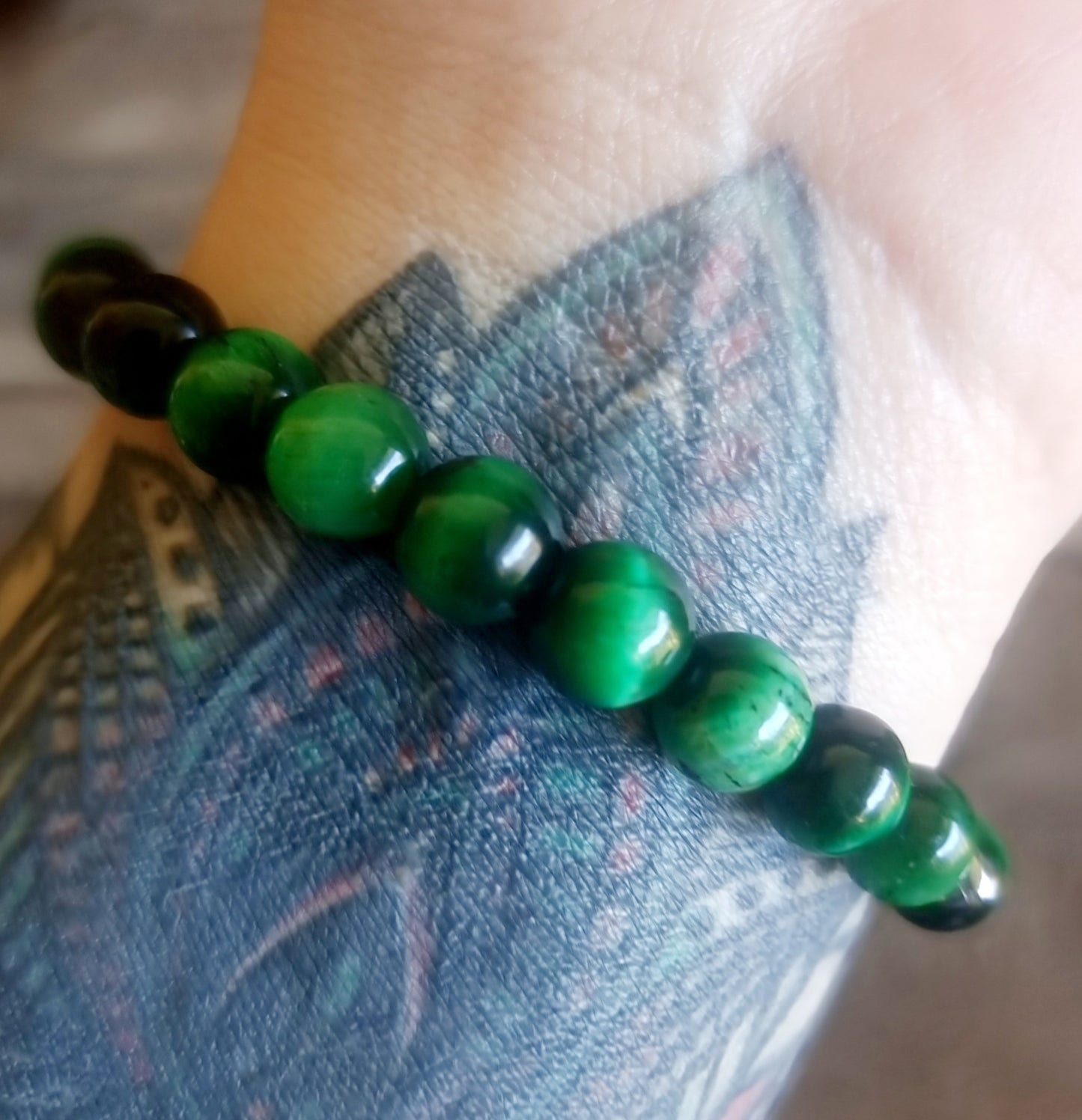 TIGER EYE GREEN BRACELET 8mm - PROTECTION