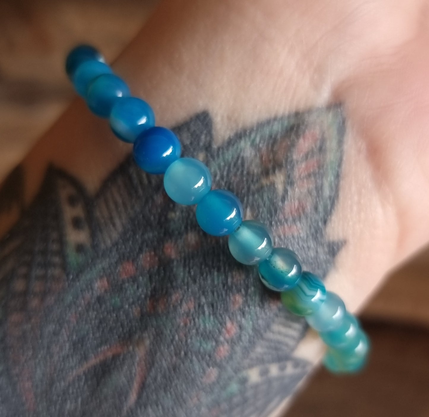 BLUE AGATE ENERGY BRACELET 6 mm - SELF CONFIDENCE