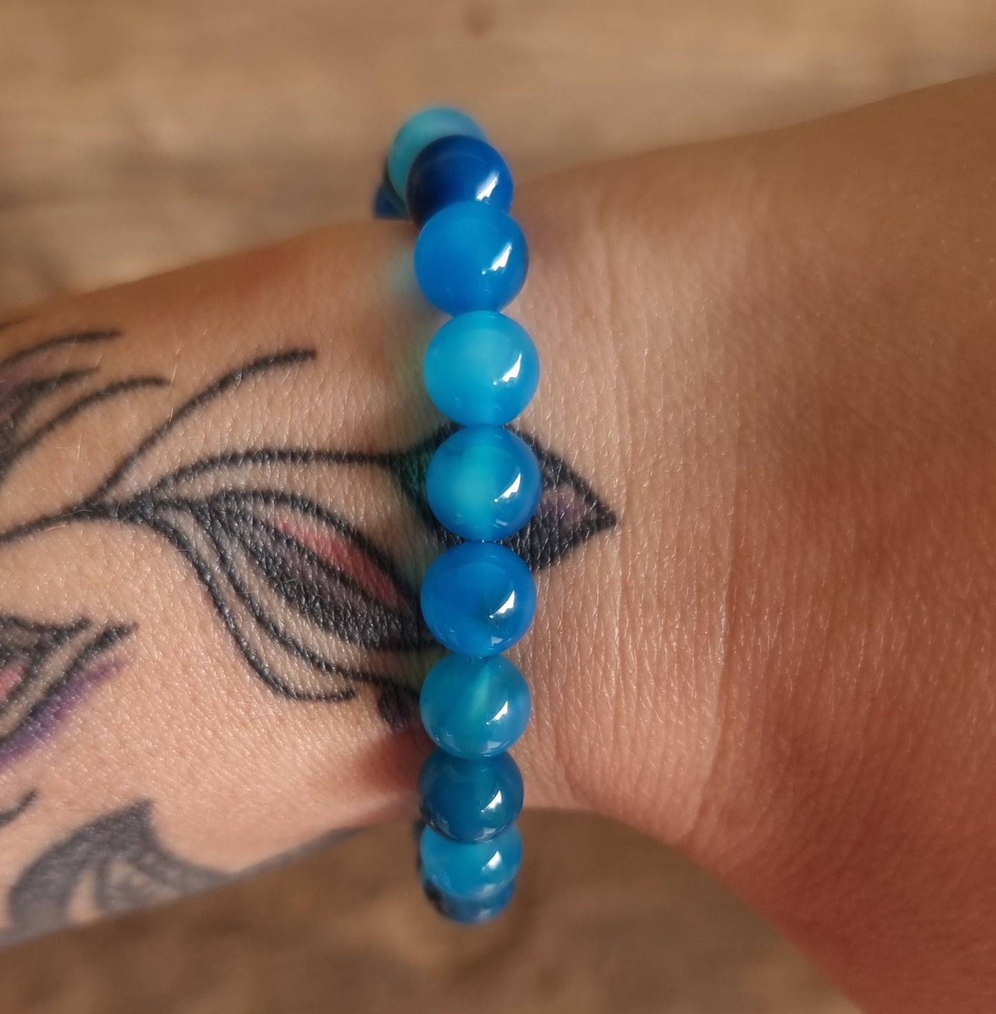 BLUE AGATE ENERGY BRACELET 8 mm - SELF CONFIDENCE