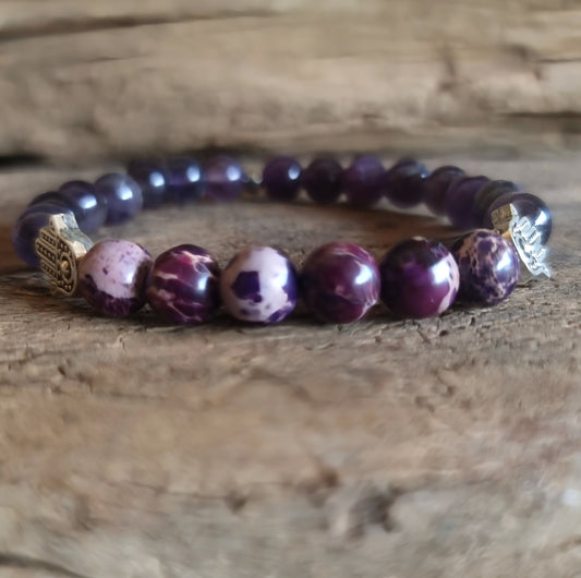 AMETHYST & PURPLE IMPERIAL PINE JASPER BRACELET - PSYCHIC ABILITIES