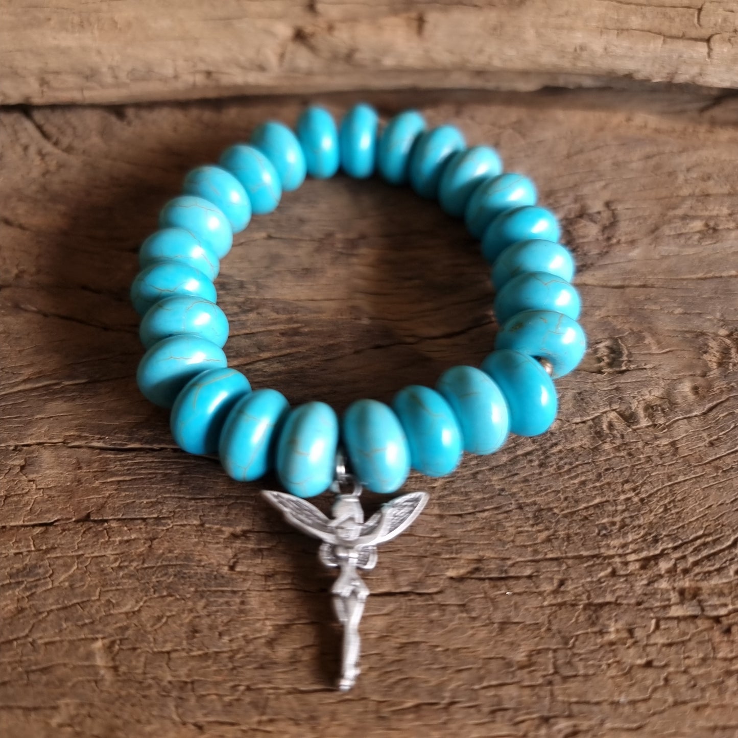 TURQUOISE HOWLITE NUGGET BRACELET 12 mm - GOOD FORTUNE