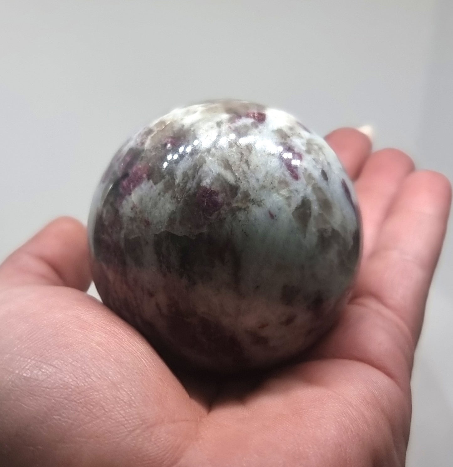 POLISHED PINK RUBELITE TOURMALINE SPHERE 5cm - SELF CONFIDENCE