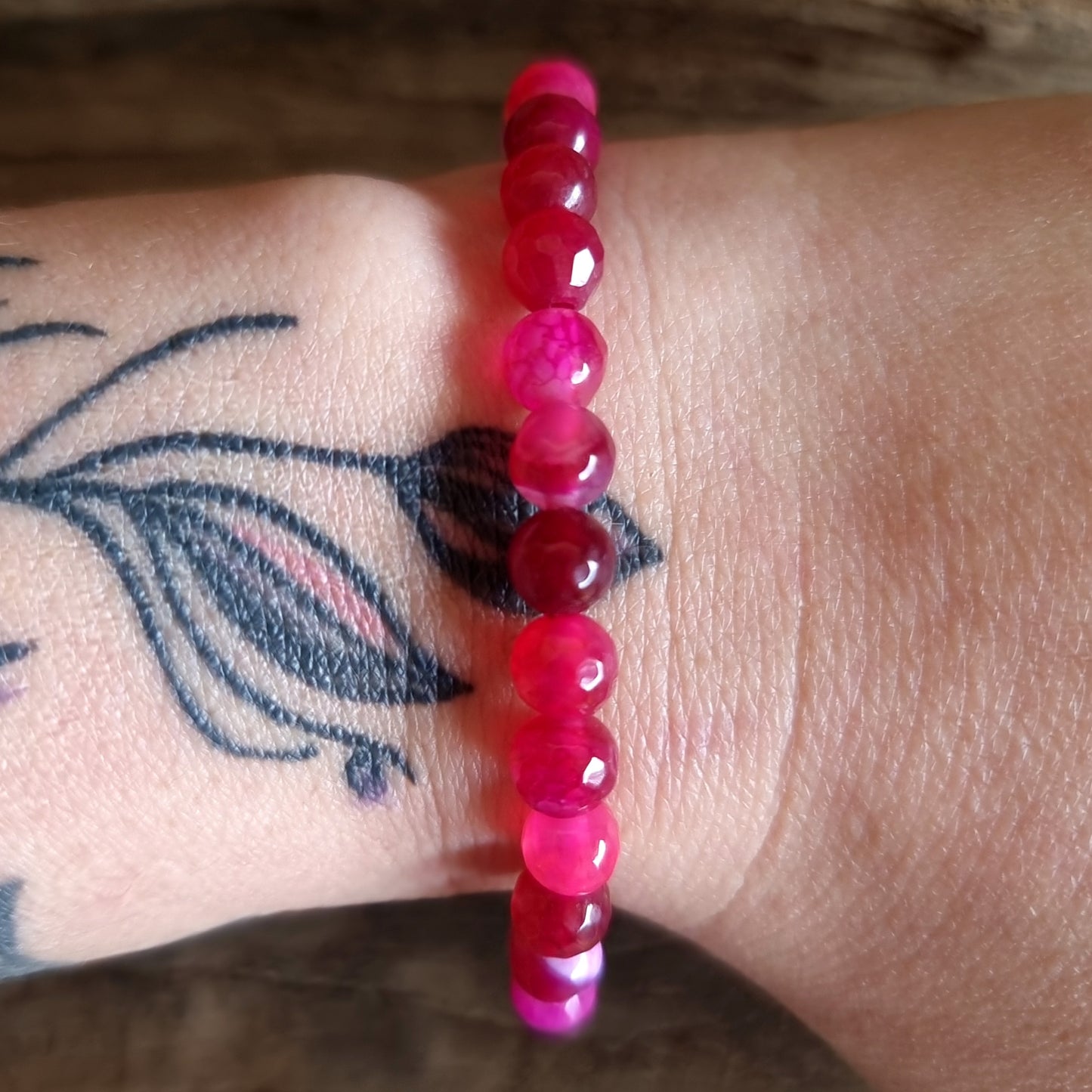 PINK AGATE FACETED BRACELET 6mm  - PROTECTION