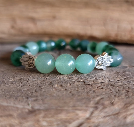 GREEN CHALCEDONY & GREEN AVENTURINE DUO BRACELET 8 mm - SPIRITUAL BALANCE