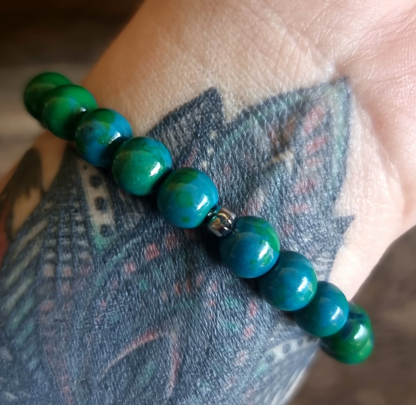 CHRYSOCOLLA & AZURITE ENERGY BRACELET 8mm - PERSONAL POWER