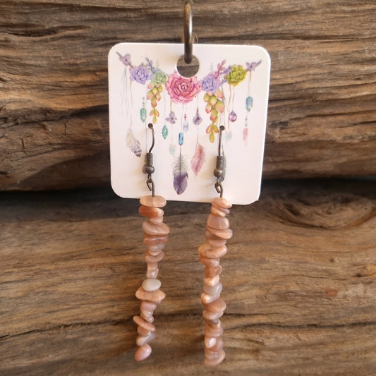 RHODONITE CHIPPED EARRINGS - HEART HEALER