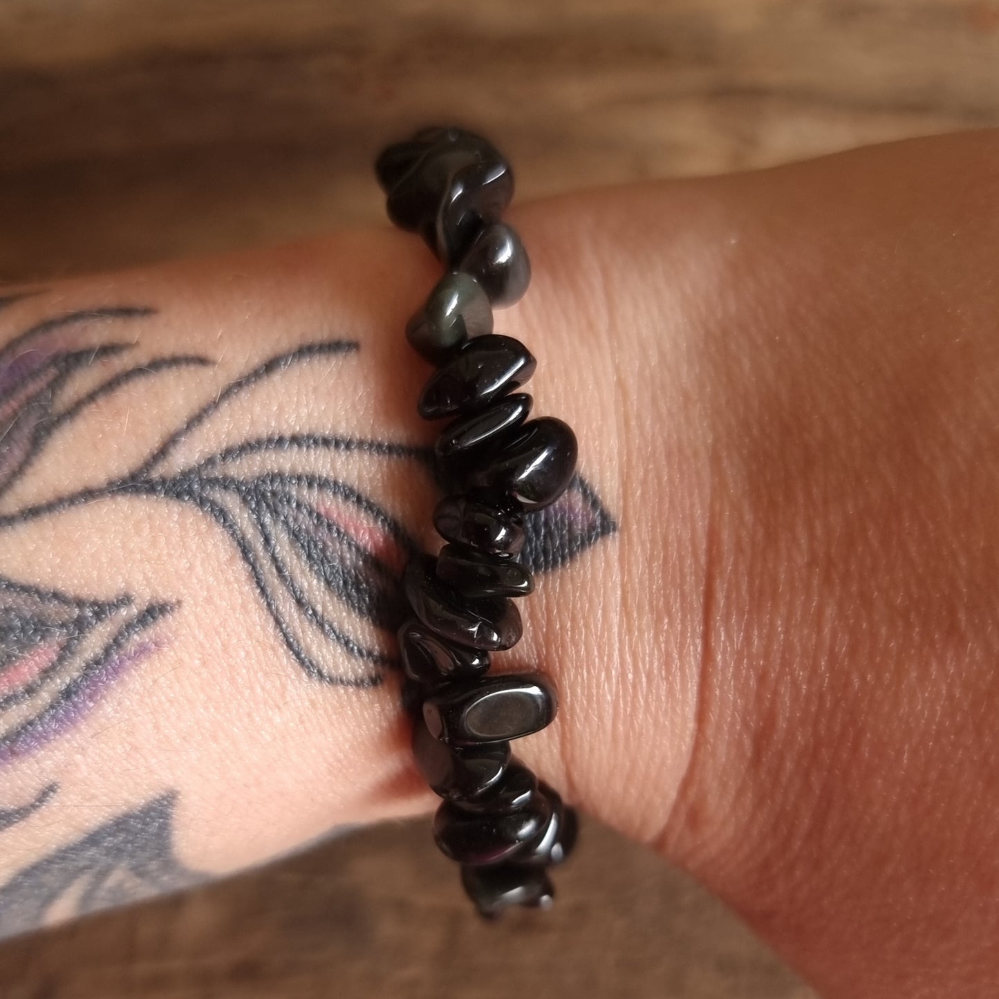 BLACK OBSIDIAN CHIPPED BRACELET - PROTECTION