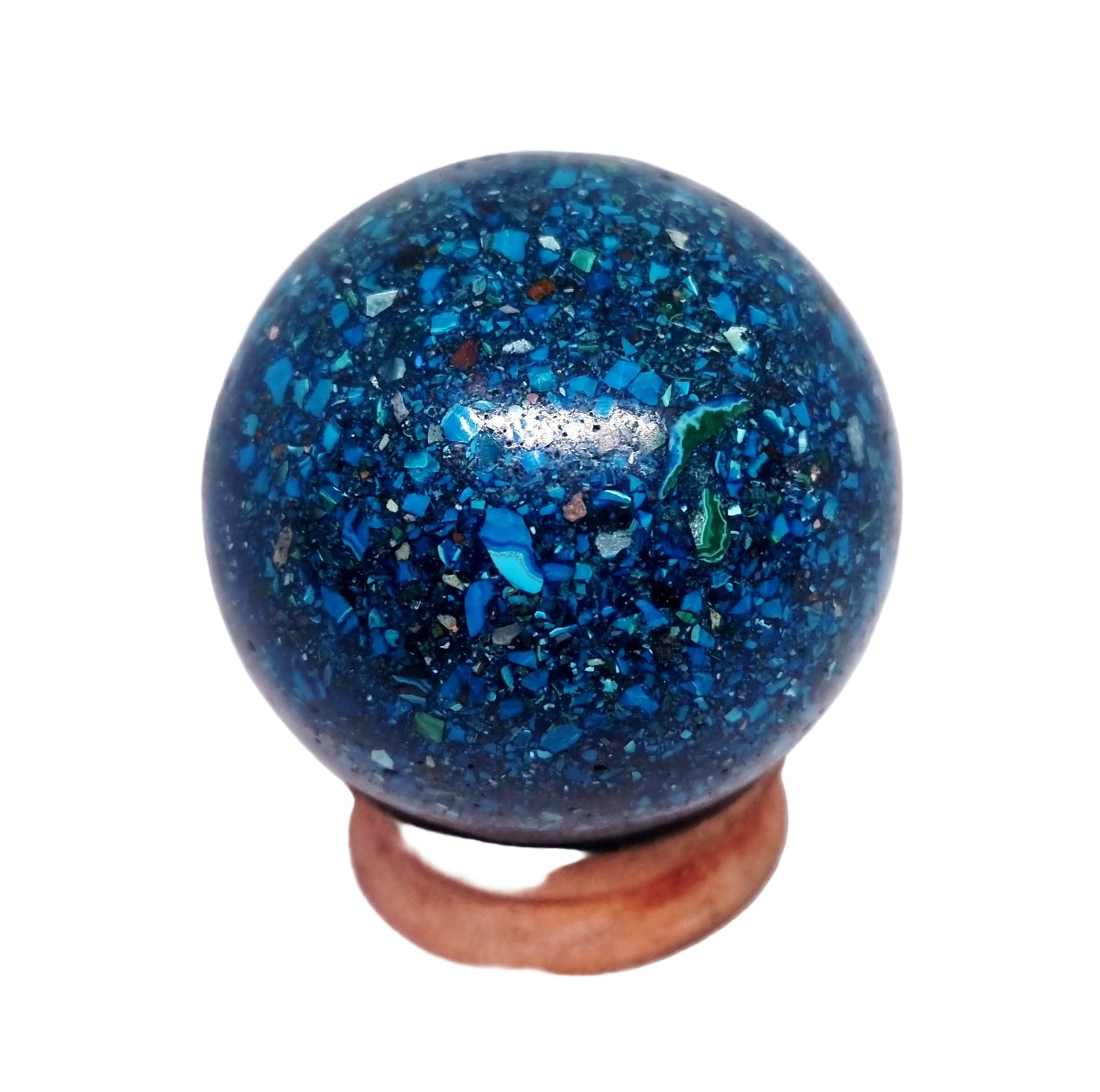 CHRYSOCOLLA,AZURITE & MALACHITE CONGLOMERATE SPHERE 7 cm (667 g)