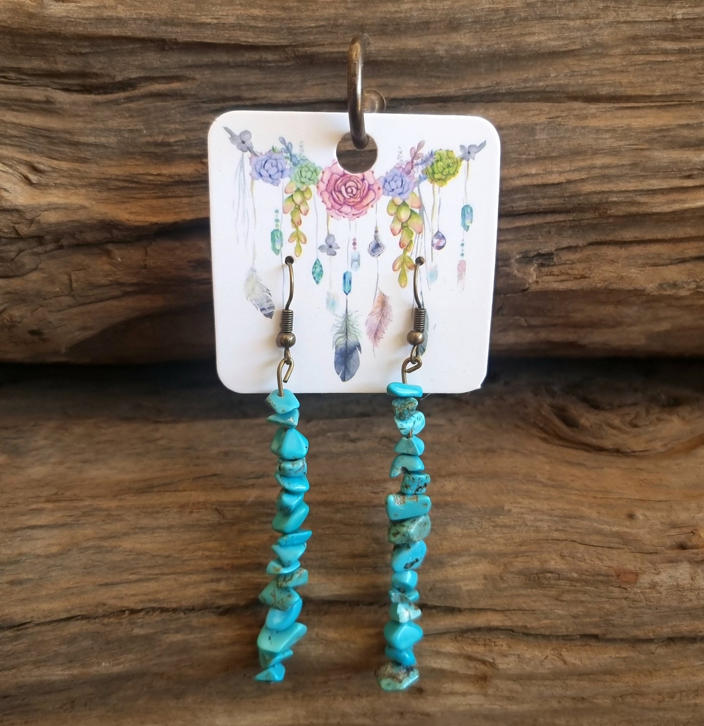 TURQUISE HOWLITE EARRINGS 7cm - THE CALMING STONE