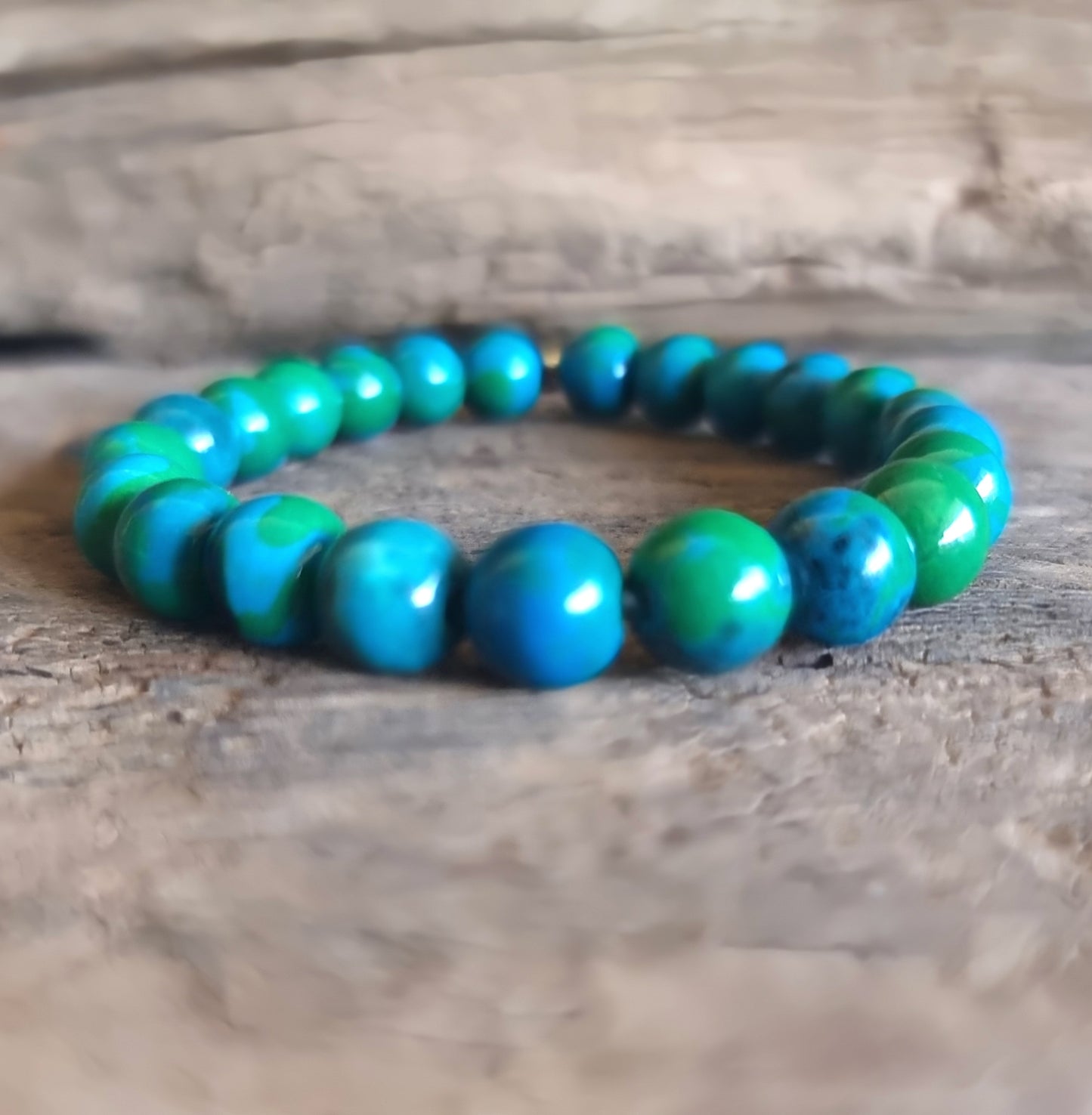 CHRYSOCOLLA & AZURITE ENERGY BRACELET 8mm - PERSONAL POWER