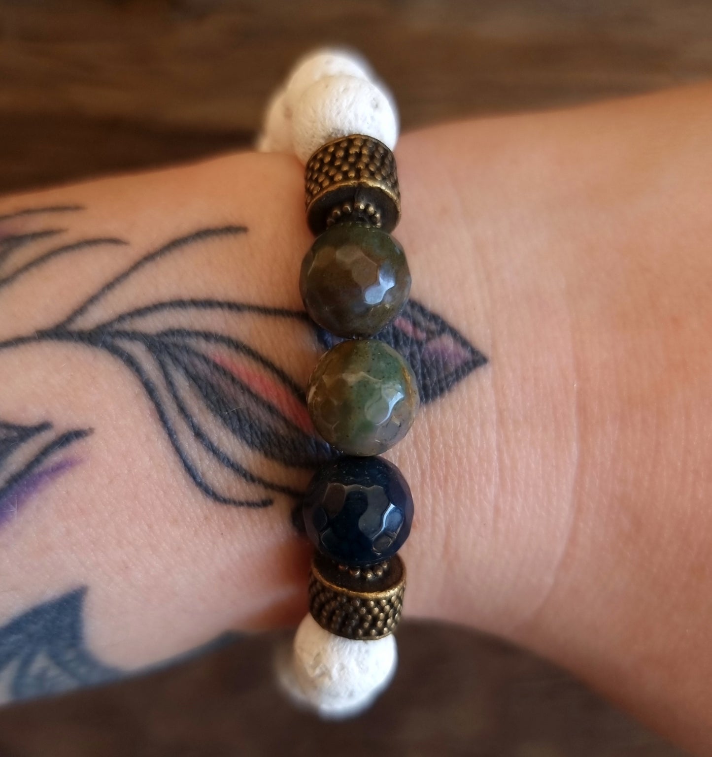 LAVA STONE & GREEN AGATE DIFFUSER BRACELET