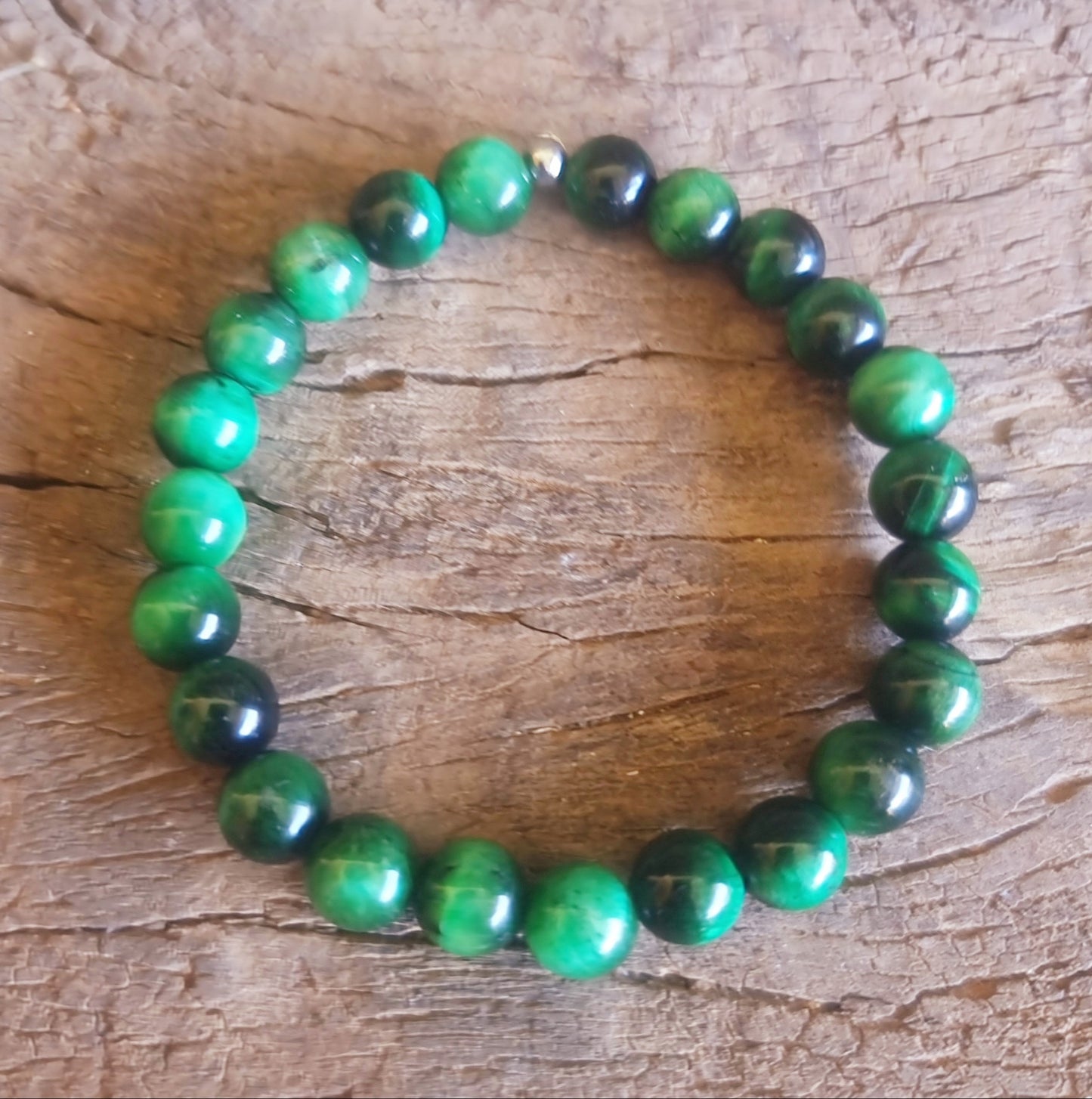 TIGER EYE GREEN ENERGY BRACELET 8 mm - PROTECTION