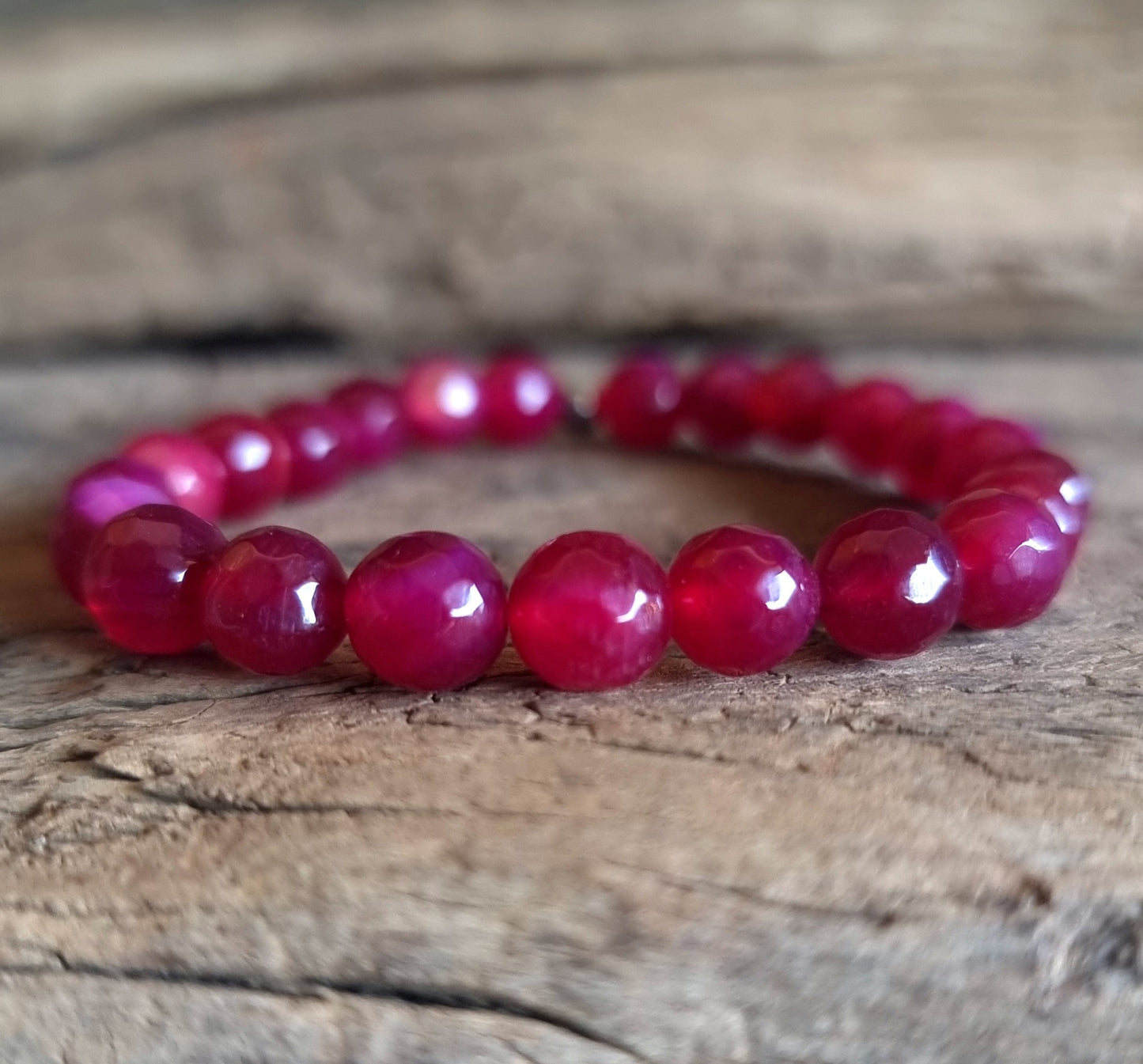 PINK AGATE FACETED BRACELET 8mm  - PROTECTION