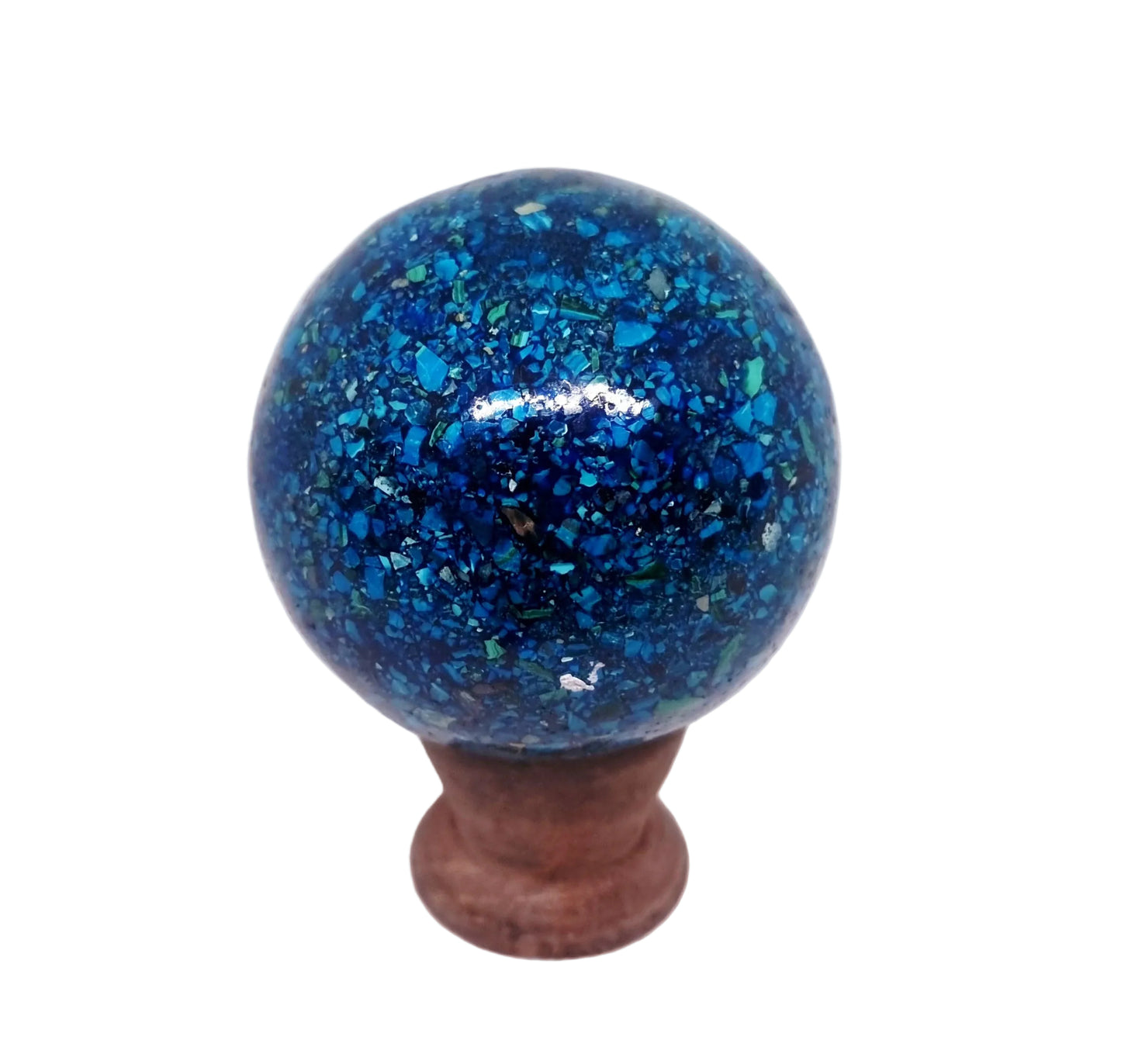 CHRYSOCOLLA,AZURITE & MALACHITE CONGLOMERATE SPHERE 6 cm