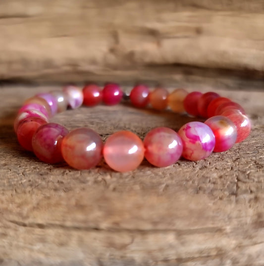 PINK AGATE ENERGY BRACELET 8mm  - PROTECTION