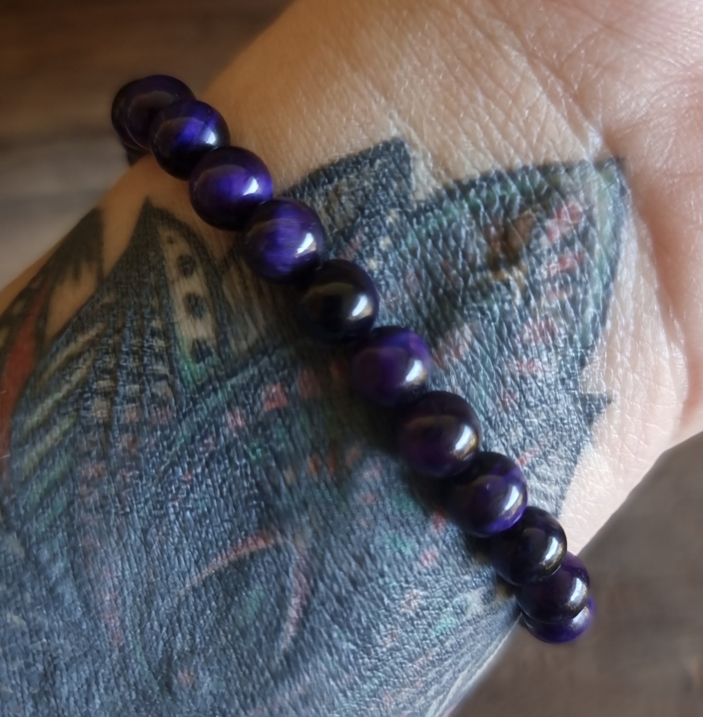 TIGER EYE PURPLE ENERGY BRACELET 6 mm - PROTECTION