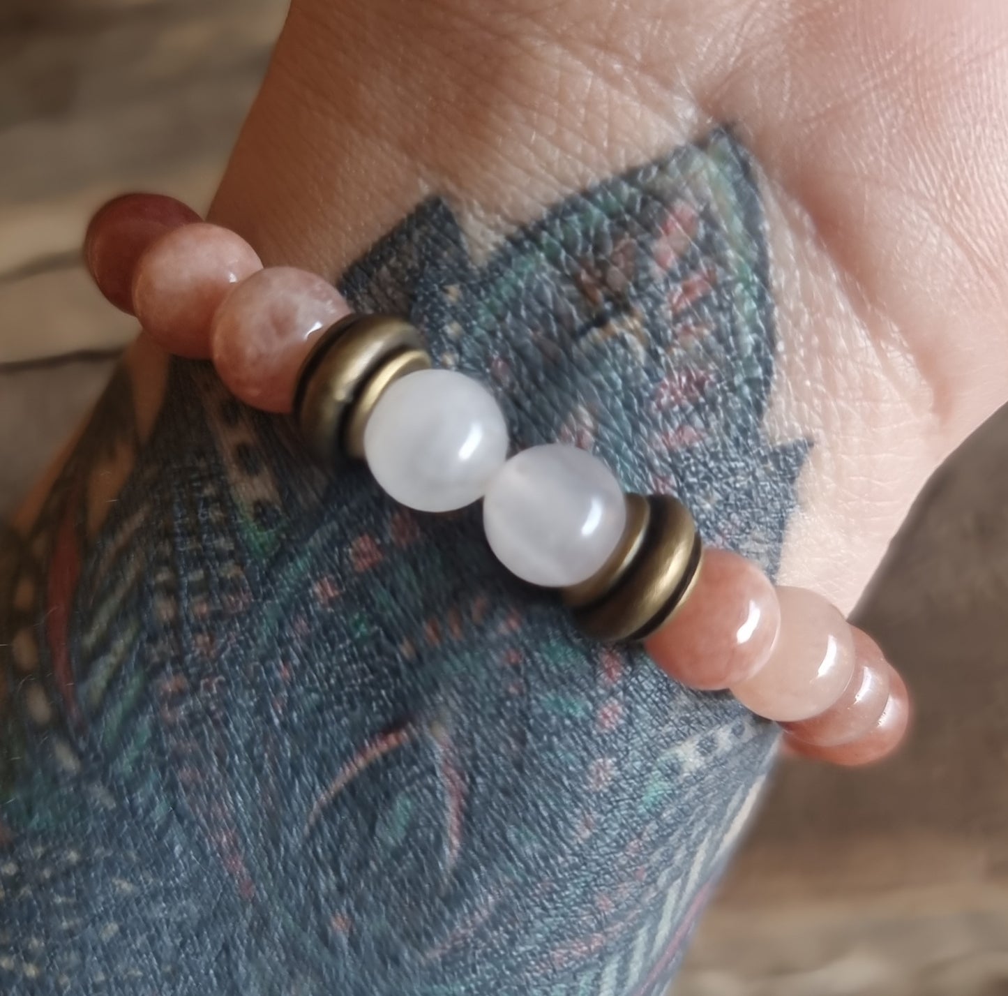 STRAWBERRY & ROSE QUARTZ DUO BRACELET - SELF LOVE