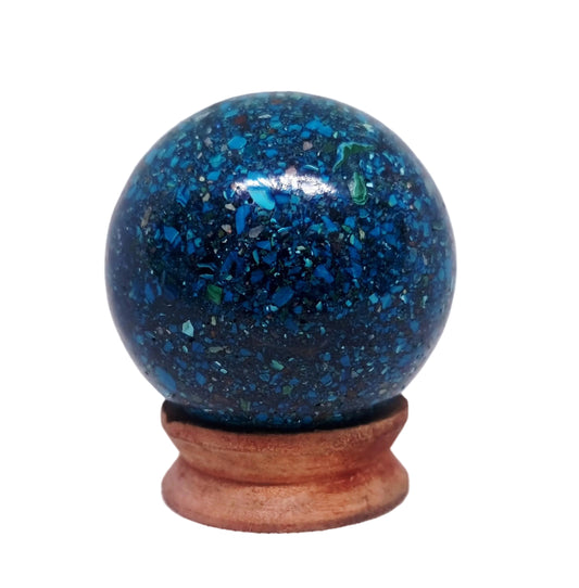 CHRYSOCOLLA,AZURITE & MALACHITE CONGLOMERATE SPHERE 7 cm (667 g)