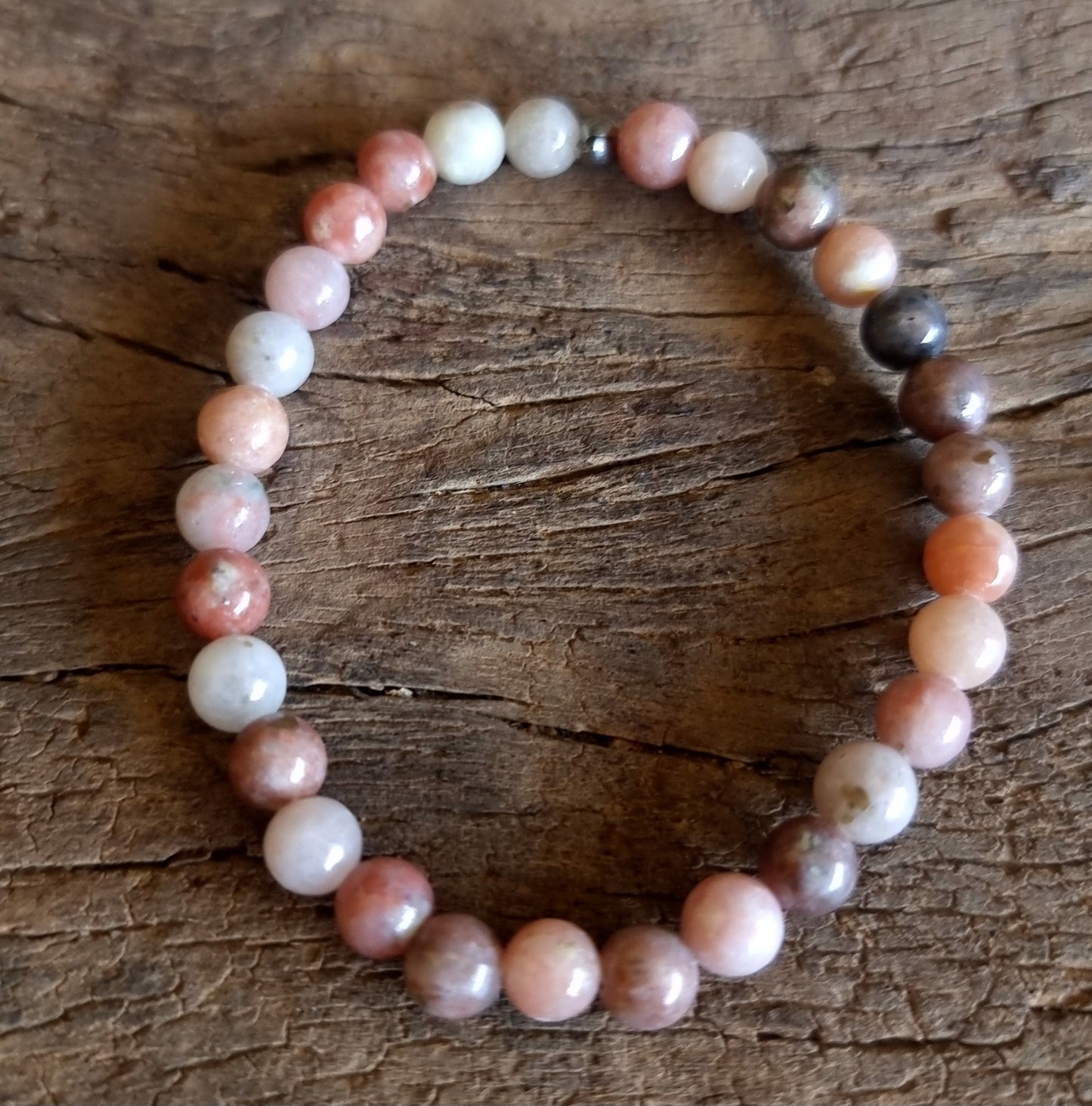 SALMON COLOR SUNSTONE BRACELET 6mm - INNER POWER