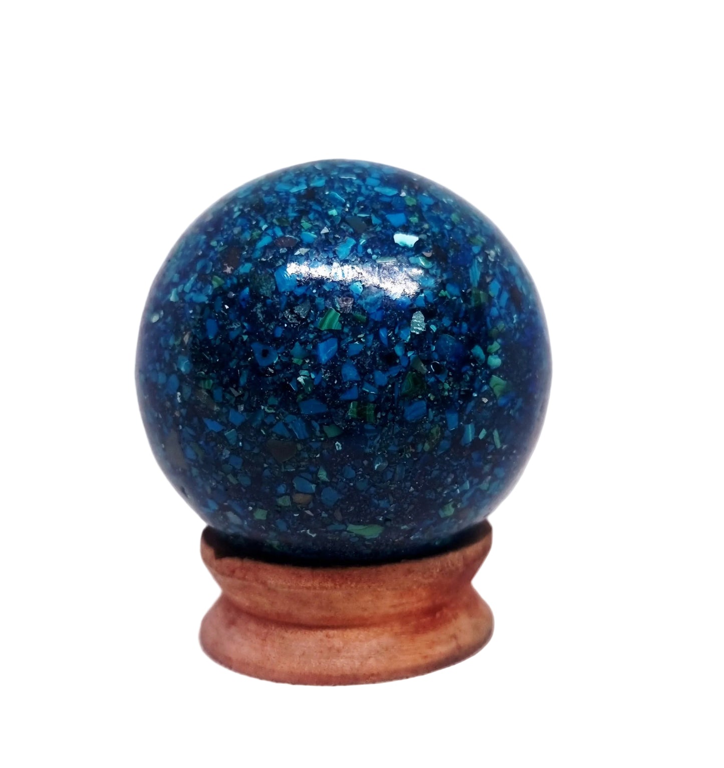 CHRYSOCOLLA,AZURITE & MALACHITE CONGLOMERATE SPHERE 7 cm (665 g)