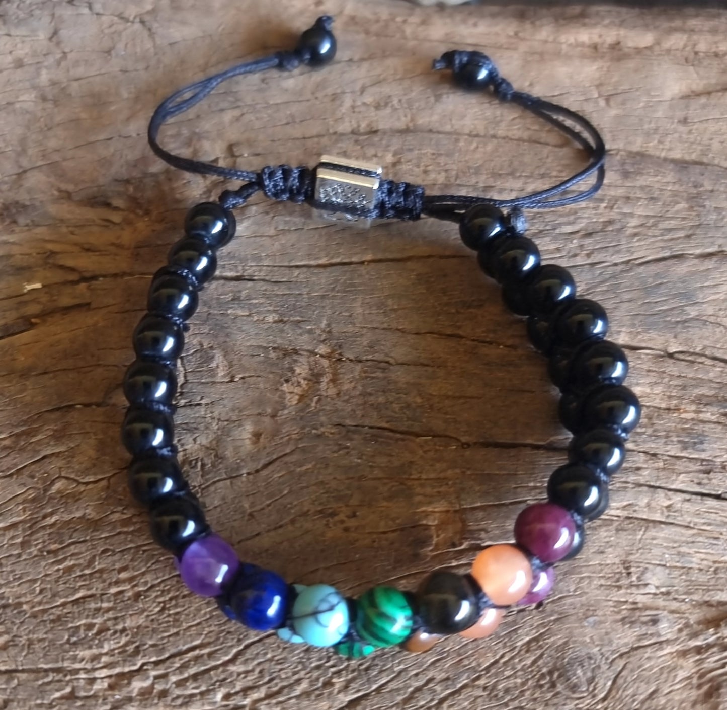 BLACK AGATE CHAKRA BALANCING BRACELET - CHAKRA HEALING