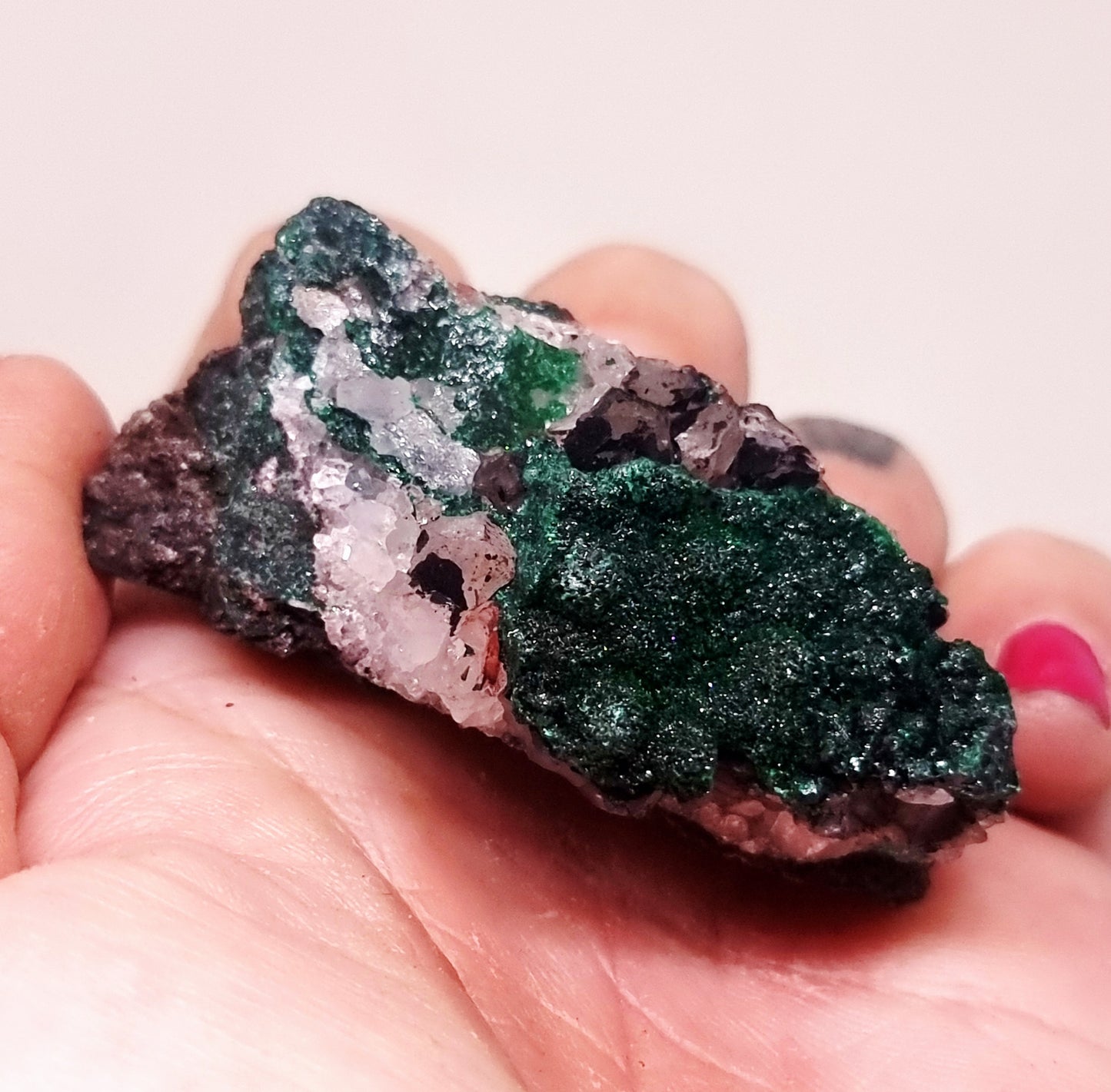 RARE BALL MALACHITE ON DRUZY QUARTZ 42 g
