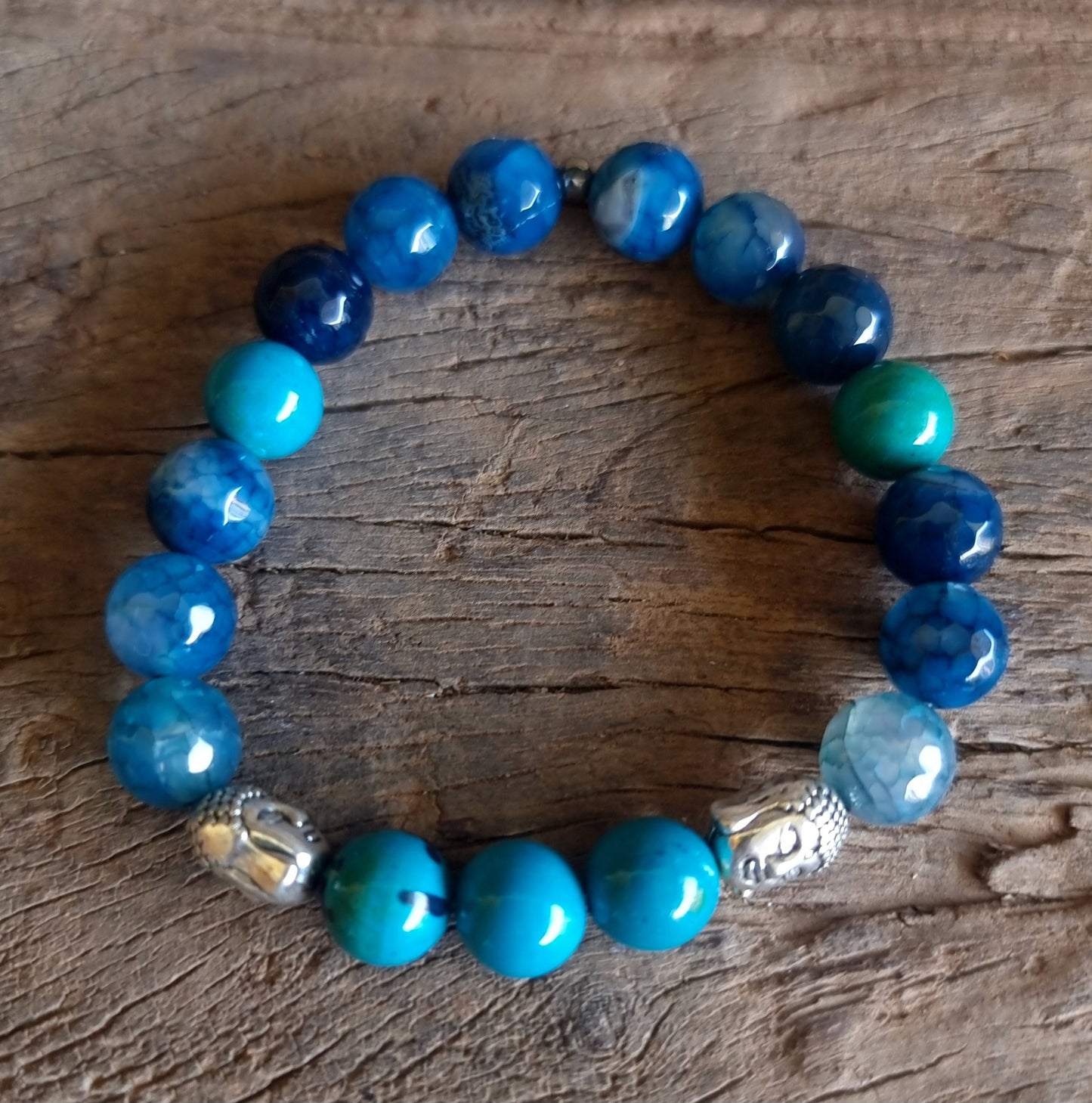 AZURITE, BLUE AGATE & CHRYSOCOLLA ENERGY BRACELET 10 mm - PERSONAL POWER