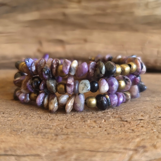 CHAROITE CHIPPED MEMORY WIRE BRACELET - ENERGY & PROTECTION