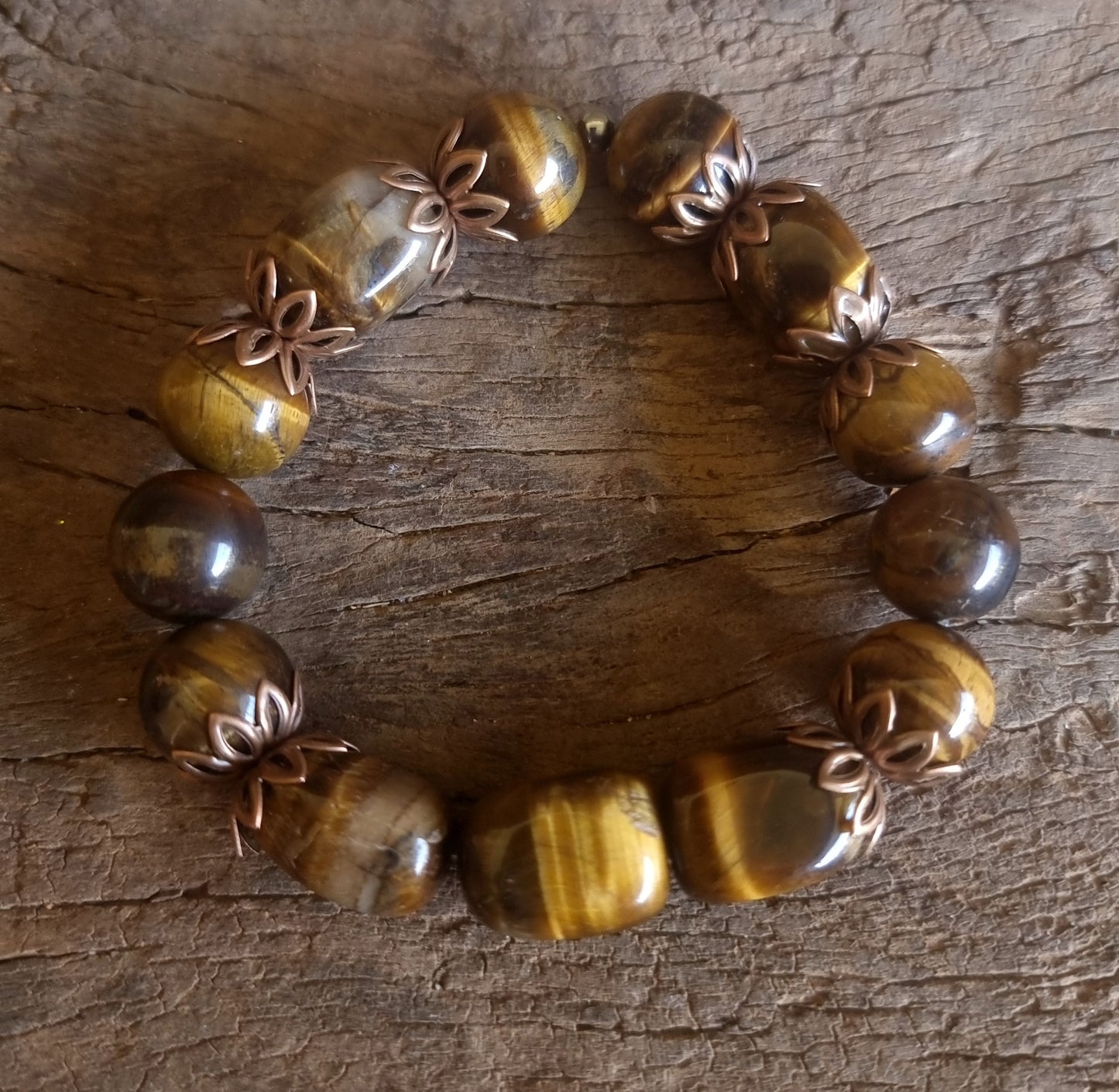 TIGER EYE BROWN ENERGY BRACELET 12 mm - PROTECTION & COURAGE