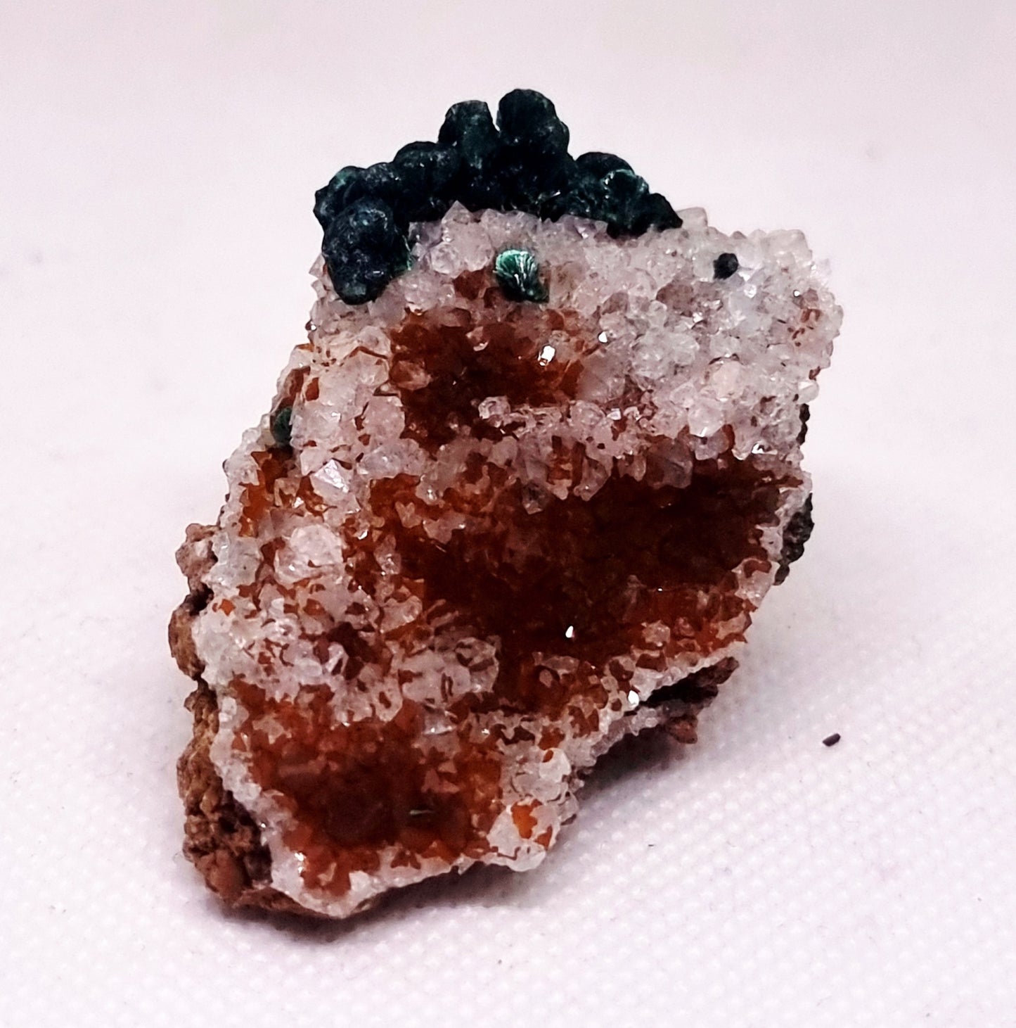 RARE BALL MALACHITE ON DRUZY QUARTZ 32 g