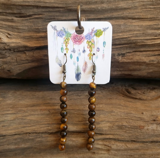 TIGER EYE EARRINGS 7cm - COURAGE