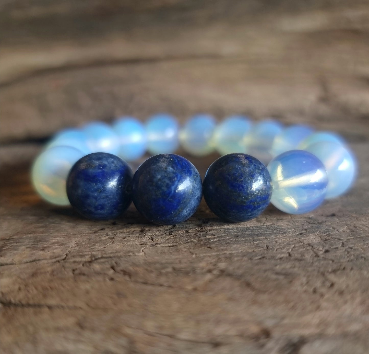 LAPIS LAZULI & OPALITE BRACELET 14mm - INTUITION