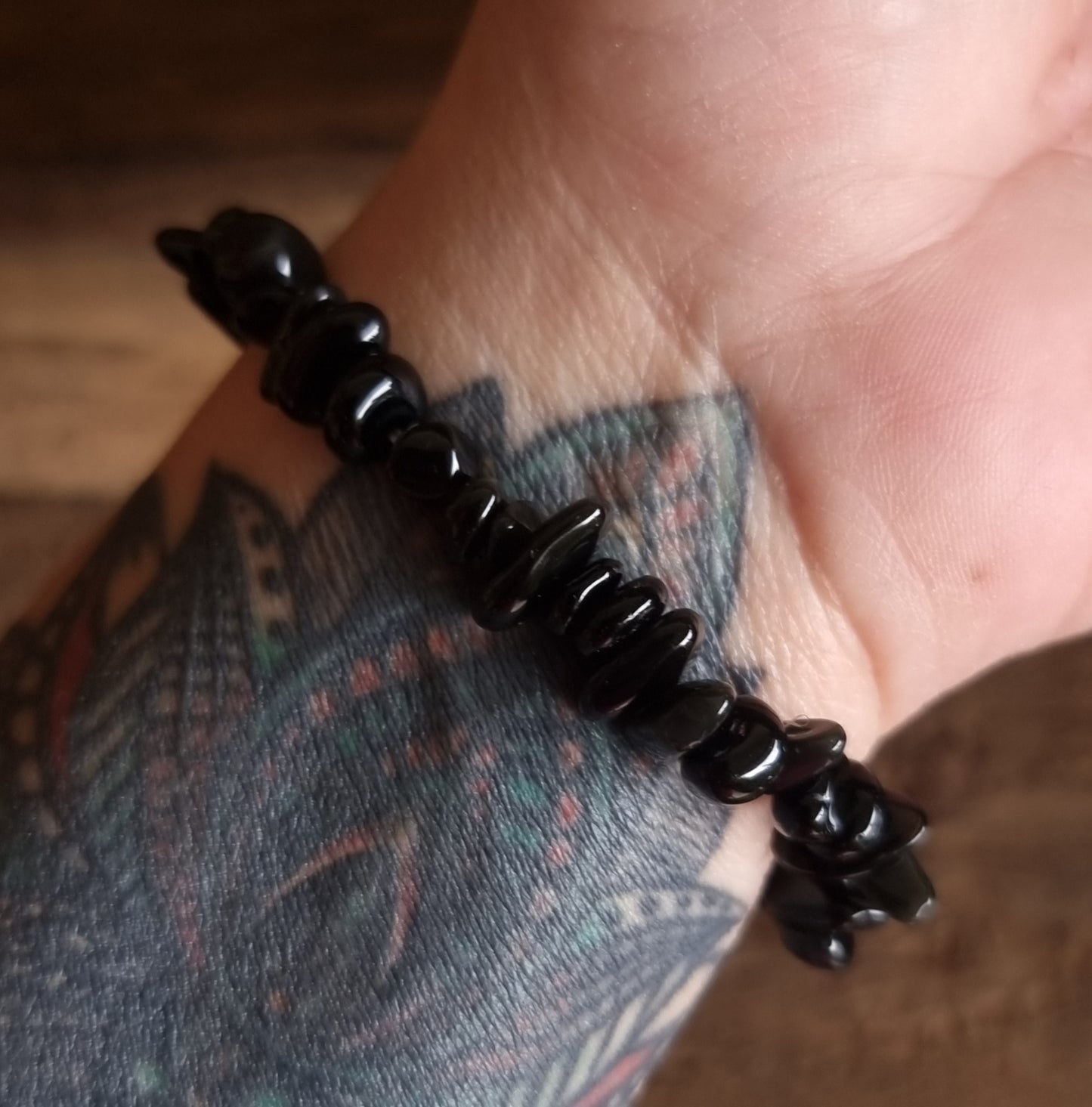 BLACK OBSIDIAN CHIPPED BRACELET - PROTECTION