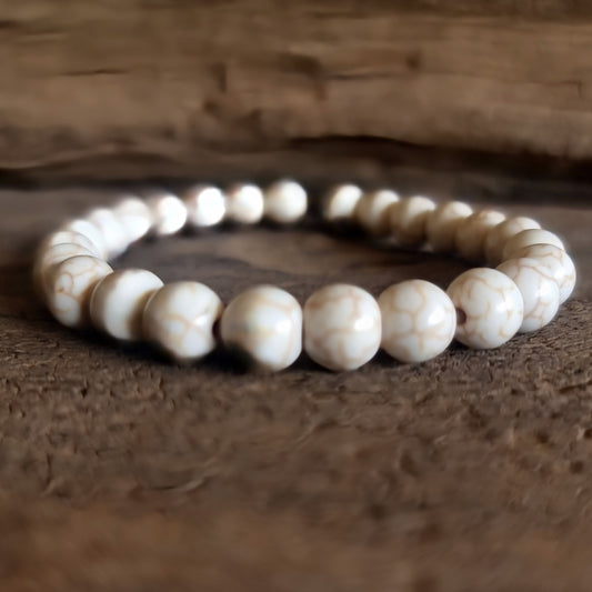 WHITE HOWLITE ENERGY BRACELET 8 mm - HIGHER REALMS