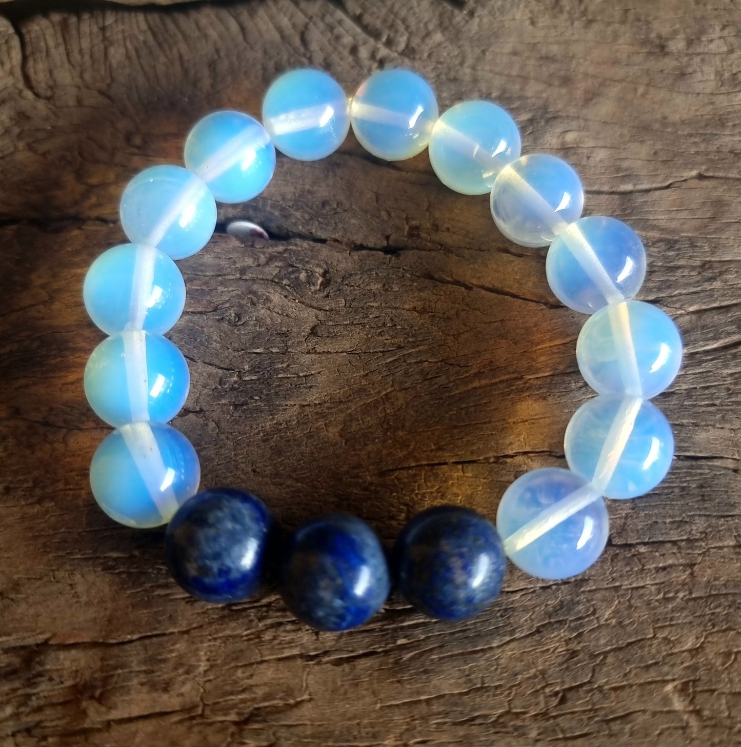 LAPIS LAZULI & OPALITE BRACELET 14mm - INTUITION