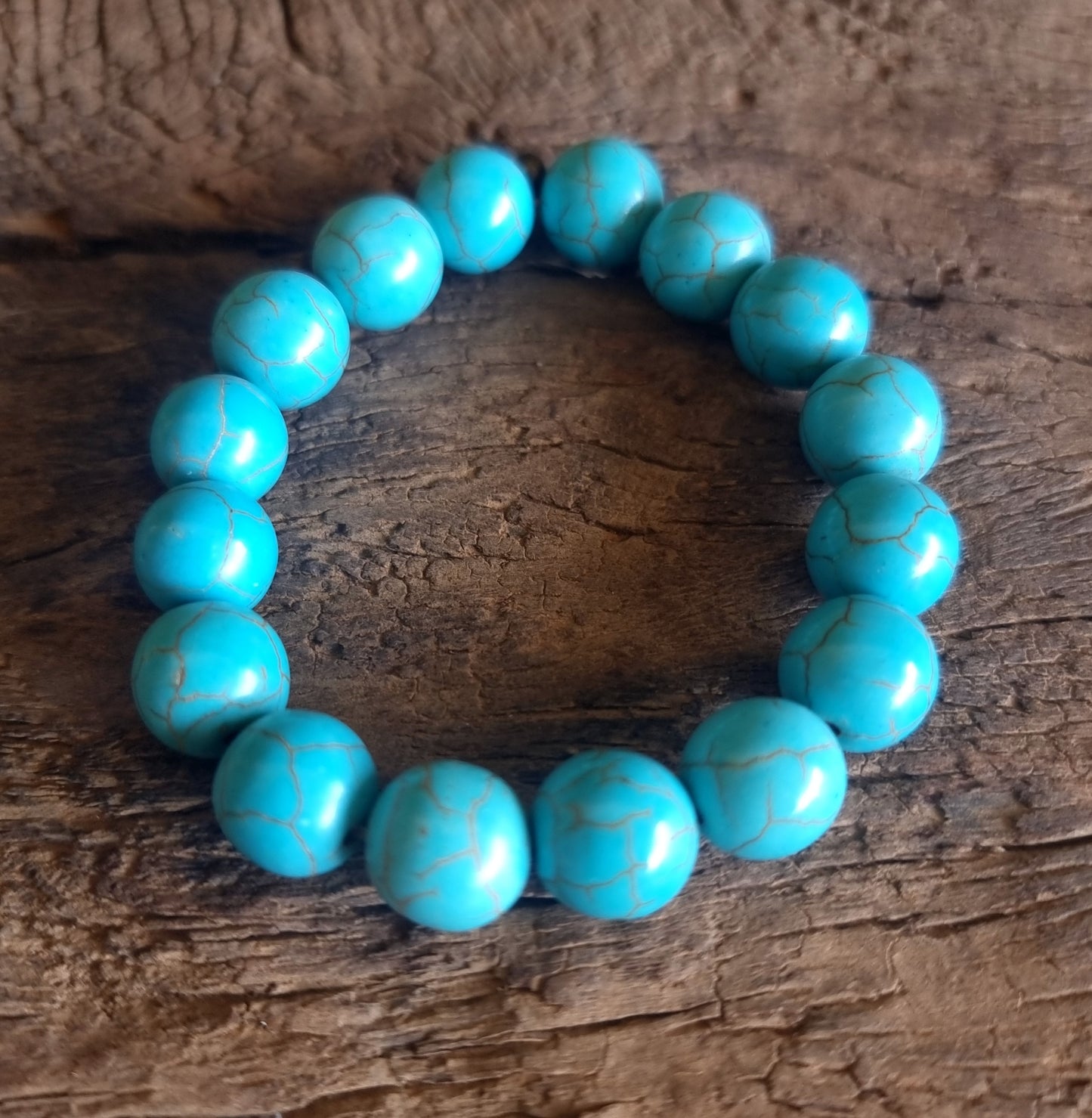 TURQUOISE HOWLITE BRACELET 12mm - GOOD FORTUNE