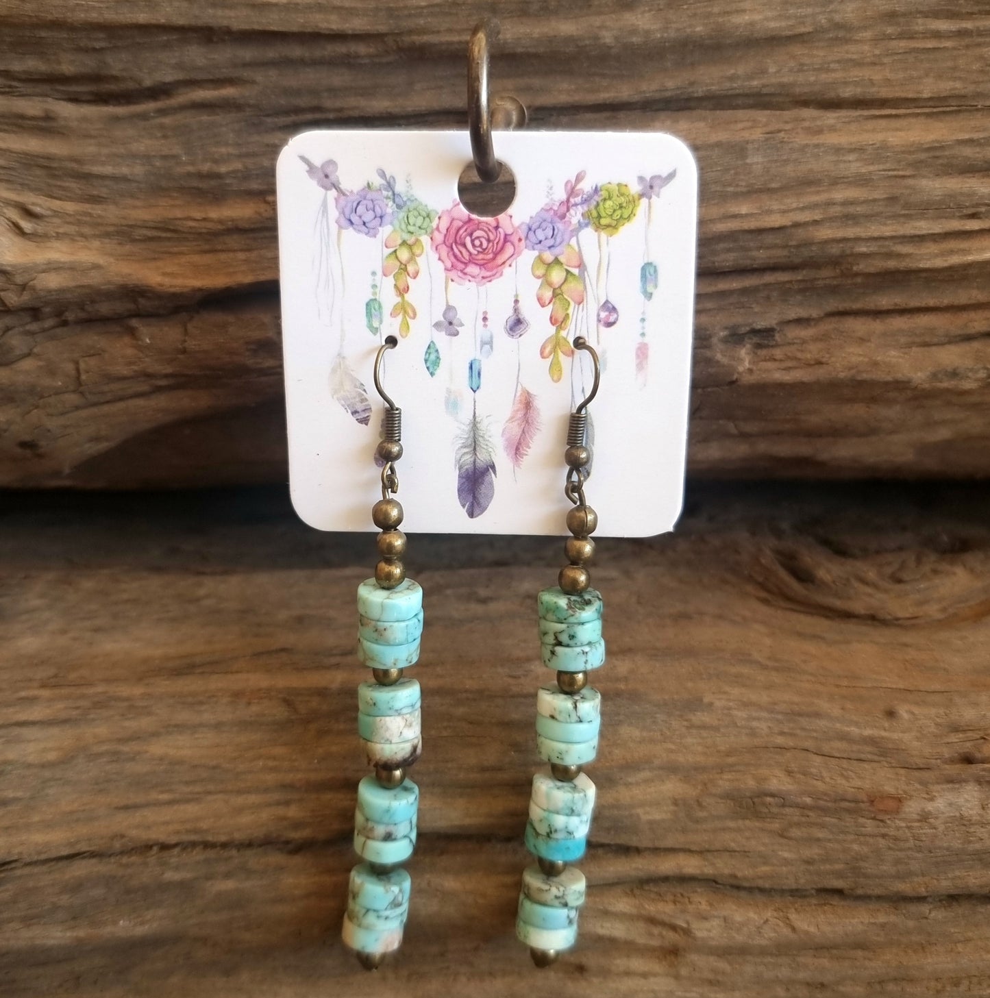 TURQUISE HOWLITE  EARRINGS 7cm - THE CALMING STONE