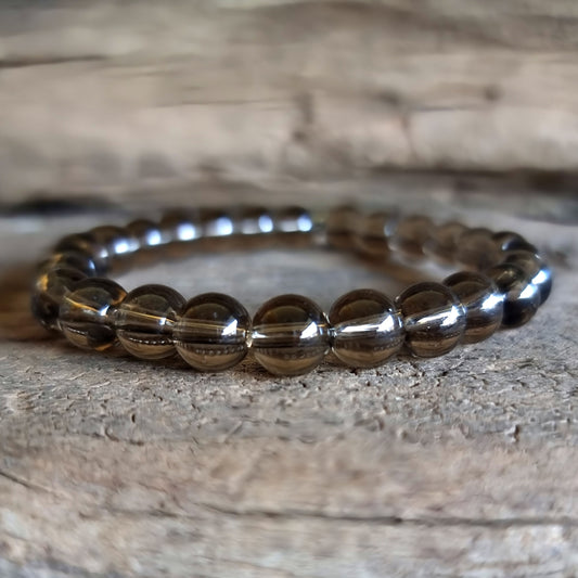 SMOKY QUARTZ ENERGY BRACELET 8mm - GROUNDING