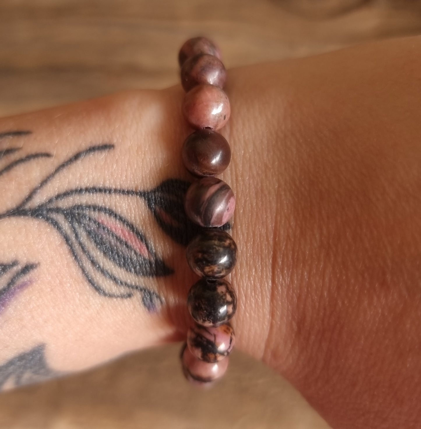 RHODONITE ENERGY BRACELET 8 mm - HEART HEALER