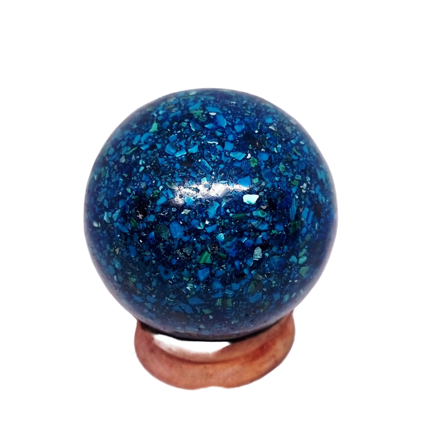 CHRYSOCOLLA,AZURITE & MALACHITE CONGLOMERATE SPHERE 7 cm (665 g)