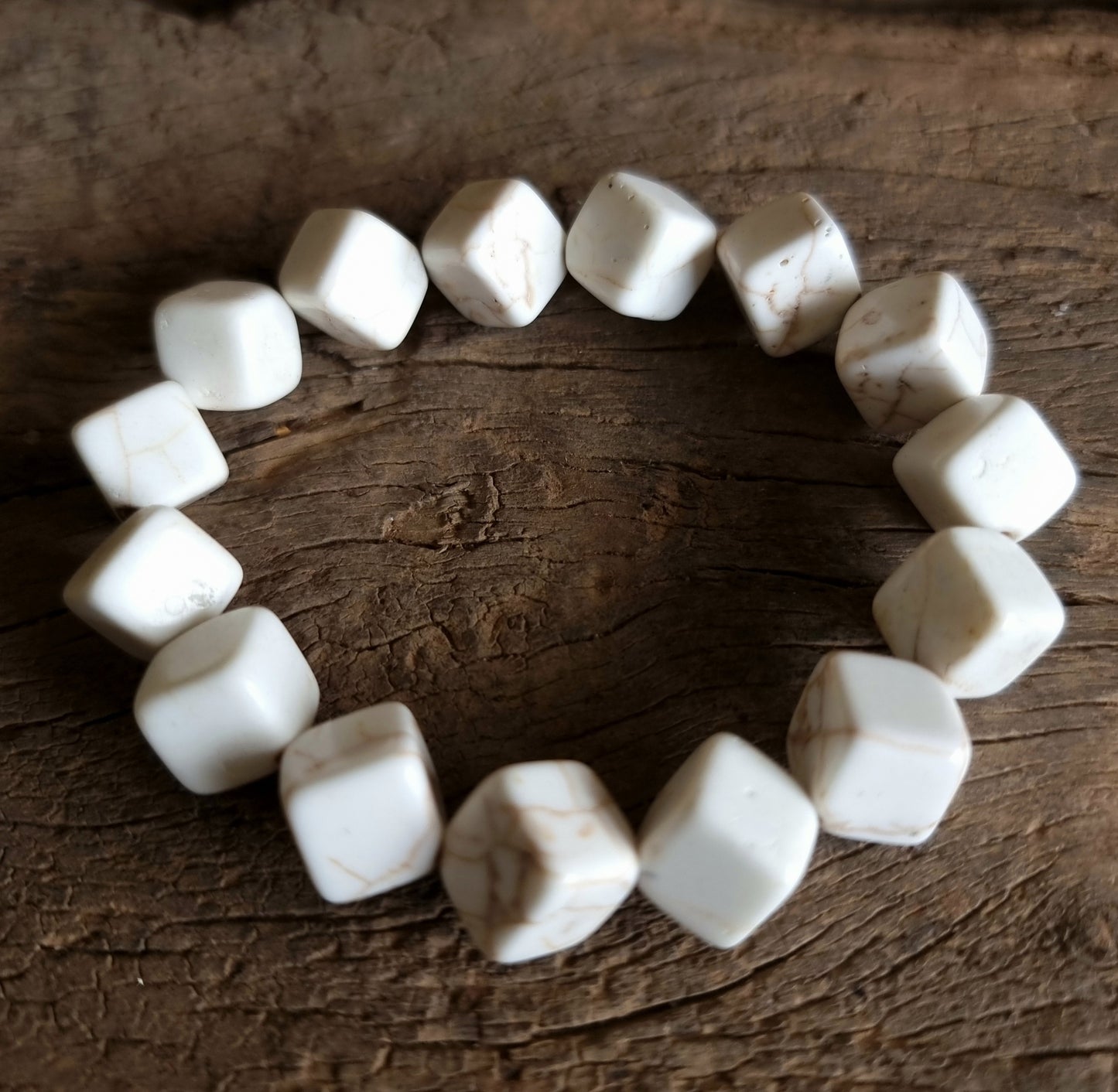 WHITE HOWLITE LARGE SQUARED BRACELET - HIGHER REALMS